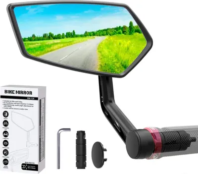 Image de RBRL Rétroviseur Extra Large Bar End pour E-Bike Universel - Surface réfléchissante résistante aux chocs - Rétroviseur vélo gauche