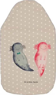 Produktbild von Mr. & Mrs. Panda Wärmflasche Axolotl Freundin - Grau Pastell - Geschenk, gummi, Wärmflaschen, mit Bezug, Flauschige, Lurch, Liebe, Wärmekissen, Valentinstag