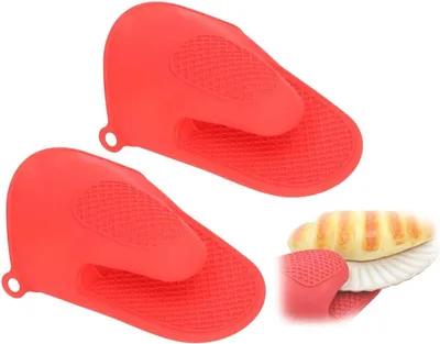 Imagen del producto de Guantes de silicona para horno, resistentes al calor, 2 unidades, color rojo, para la cocina