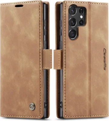 Produktbild von Hülle für Samsung Galaxy S25 Ultra Retro Kunstledertasche mit Standfunktion Schutzhülle Braun