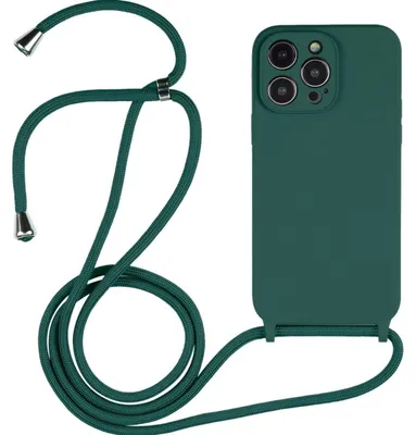 Produktbild von Mobigear Handylanyard für iPhone 14 Pro, Silikon-Handykette – Dunkelgrün