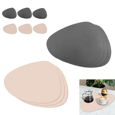 Produktbild von Ovales Platzset 6er Set mit Untersetzern, abwaschbar, wasserfest & rutschfest, Tischdeko für Küche & Esszimmer, 45,5×36,5 cm