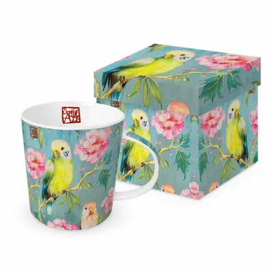 Produktbild von Kaffeebecher Wellensittich mit Geschenkbox, exotisch, Henkelbecher Vogel Tier Tasse