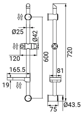 Produktbild von Duschstange universal mit verstellbaren Anschlüssen Messing