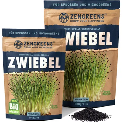 Produktbild von ZenGreens® Bio Zwiebel Keimsaat 200 g – Sprossensamen für Sprossen & Microgreens