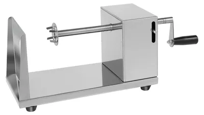 Produktbild von Kartoffel Spiralschneider - Manuelle Maschine - Schnittstärke 3–3,5 mm - 4 abnehmbare Klingen - Edelstahlgehäuse - Silber