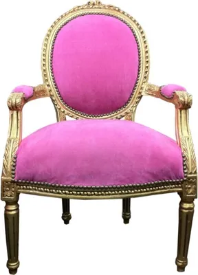 Produktbild von Casa Padrino Barock Salon Stuhl Modell 2 in Rosa und Gold, Massivholz, 100 x 64 x 65 cm