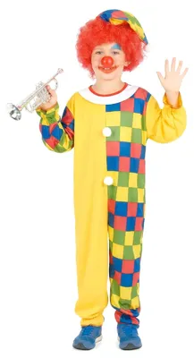 Produktbild von Witziges Clown-Kinderkostüm kariert gelb-bunt - 134/140 (10-12 Jahre)