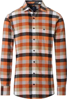 Produktbild von REDMOND Herren Flanellhemd Langarm Kent Comfort Orange Karo 6XL