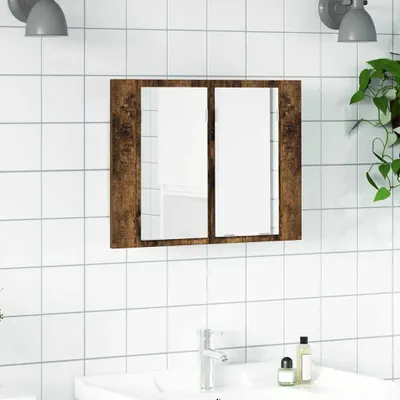 Obrázok produktu pre vidaXL LED zrkadlová skrinka smoke oak 60x12x45 cm odvodený výrobok z dreva