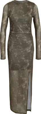 Produktbild von Langes Kleid Rundhalsausschnitt Hoher Schlitz Recycelter Polyester | XS