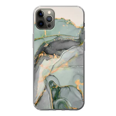 Produktbild von MuchoWow® Handyhülle Schutzhülle Hülle für iPhone 13 Pro Max Gold - Marmor - Grün - Luxus - Glitzer - Marmoroptik Silikon Softcase Handy Hülle - Mobiltelefon