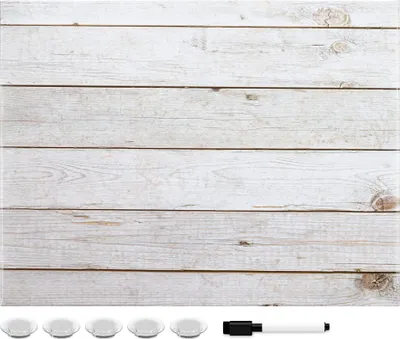 Produktbild von Navaris Magnettafel Magnetpinnwand Memoboard zum Beschriften - 33x43cm Tafel abwaschbar mit Halterung Magneten und Stift - Wooden Planks Design