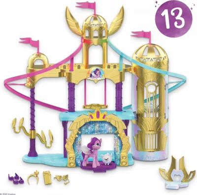 Zdjęcie produktu dla My Little Pony Princess Petals & Cloudpuff Royal Racing Ziplines, Samochód wyścigowy, My Little Pony, 5 lat(a), Wielobarwny, Plastik