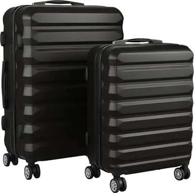 Produktbild von Relaxdays Kofferset, 2-teilig, 2 Größen, 4 Rollen, Hartschale, Teleskopgriff, Reisekoffer mit Zahlenschloss, schwarz