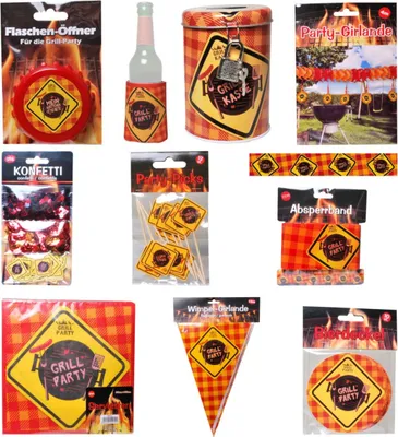 Produktbild von 12er Partyset - Grill Party mit Wimpel, Biedeckel, Servietten, Deko uvm.