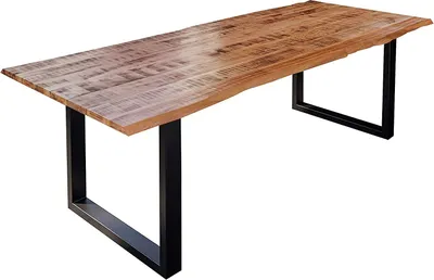 Produktbild von Esstisch Baumkante Massiv Mango naturfarben 280 x 100 schwarz U-Gestell DORA