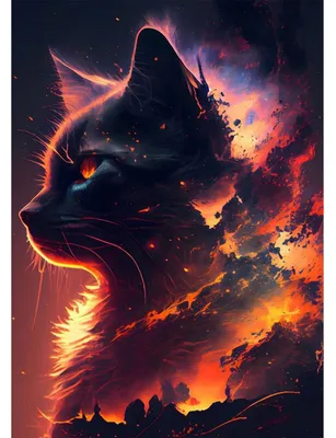 Image de Kit de peinture diamant "Chat au crépuscule", 5D, art diamant, 30x40 cm