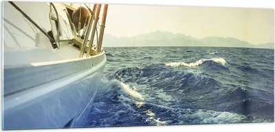Produktbild von Bilder auf glas - Einteilig - Yacht Segelboot Sonne - 100x40cm - Glasbilder - Wandbilder - Bilder - zum Aufhängen bereit - Wanddekoration aus Glas - Glas Bilder - Wandbild auf Glas - GAB100x40-4138