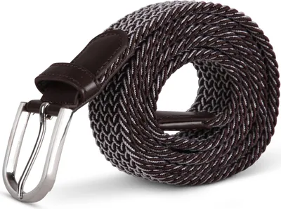 Immagine prodotto di cintura elastica hemmy (lunghezza: 105cm) marrone e grigia intrecciata - cintura in tessuto elastico cintura elastica senza fori unisex regolabile all'infinito
