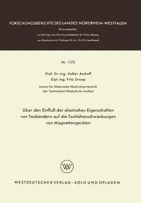 Obrázek produktu pro Über den Einfluß der elastischen Eigenschaften von Tonbändern auf die Tonhöhenschwankungen von Magnettongeräten