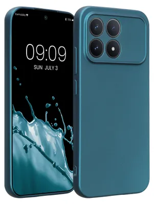 Produktbild von kwmobile Handyhülle für Xiaomi Poco F8 Pro Hülle - weiche Silikon Case metallisch schimmernd - Schutzhülle Cover - Metallic Karibikblau