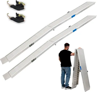 Produktbild von TRUTZHOLM 2 x Alu Auffahrrampe klappbar 307 cm extra lang 900 kg geriffelt Motorradrampen