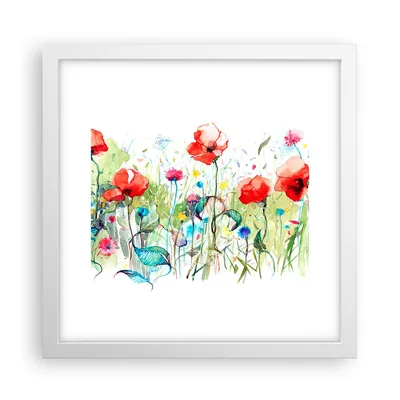 Produktbild von Gerahmtes Poster - Weißer Rahmen - Blumen Wiese Blatt Natur - 30x30 cm - Wand Bild - Wanddeko - Wandbilder - Kunstposter - Wandposter - Bilderrahmen - Bilder - Kunstdruck - Wandbild - P2WAC30x30-3076