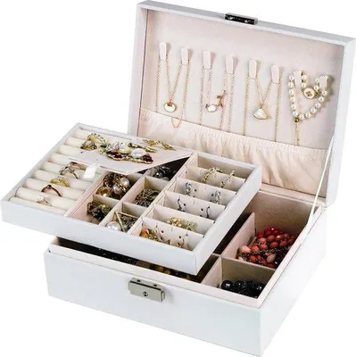 Produktbild von Famanu Schmuckkasten für Ringe, Ohrringe, Ketten und Armbänder - Schwarz