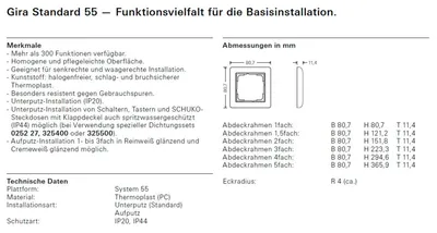 Produktbild von GIRA 021204 Abdeckrahmen 2fach Standard 55 Reinweiß seidenmatt