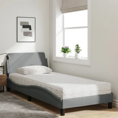 Image de Maison Exclusive - Lit avec matelas « Dover » gris clair 90 x 190 cm, tissu