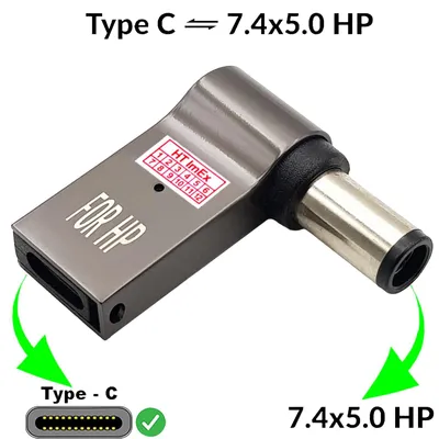 Produktbild von USB 3.1 Type-C zu DC Kabel Adapter mit PD, Passend für HP Stecker 7,4*5,0mm