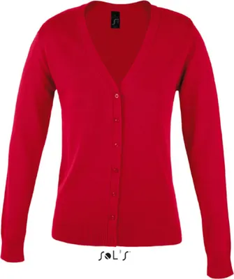 Produktbild von SOLs 90012 | Golden Women V-Neck Knitted Cardigan - Farbe: Red - Größe: M