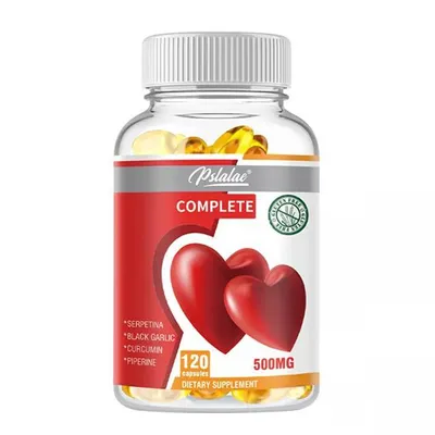 Obrázok produktu pre Serpentina, čierny cesnak, kurkumín, piperín 500 mg (120 kapsúl) Výživový doplnok, Srdce, Krvný tlak, Zdravie srdca, Imunitný systém
