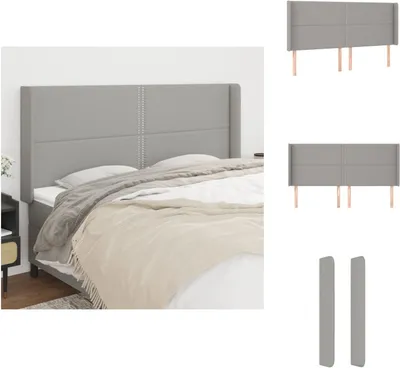 Produktbild von vidaXL Kopfteil mit Ohren Hellgrau 203x16x118/128 cm Stoff -  Kopf- & Fußenden