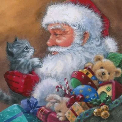 Produktbild von Servietten 33x33 cm - Santa with Kitten