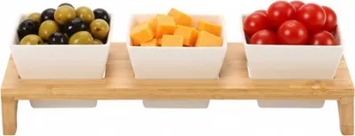 Image de Set de 4 bols à snacks en bambou - plat de service pour dips, snacks & fingerfoods