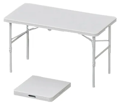 Image de Table pliante - Table de camping et de jardin en plastique - 122 x 60 cm - Réglable en hauteur - Structure métallique robuste - Poignée de transport