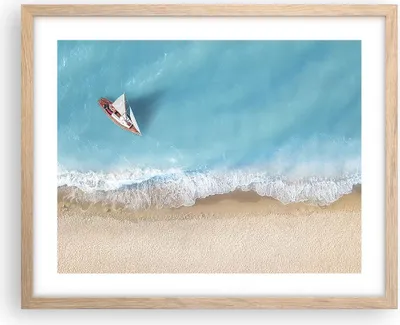Produktbild von Gerahmtes Poster - Rahmen in heller Eiche - Yacht Sommer Meer - 50x40 cm - Wand Bild - Wanddeko - Wandbilder - Wandposter - Bilderrahmen - Bilder - Kunstdruck - Wandbild - P2NAA50x40-4140