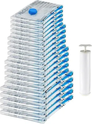 Produktbild von Famanu Vakuumierbeutel mit Reißverschluss und Handpumpe - 20 Stück - transparent