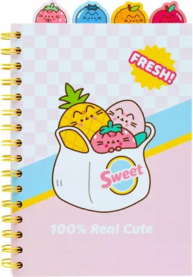 Produktbild von Pusheen, Notizbuch A5 mit Fruchtregistern 100% Real Cute Design, Rosa