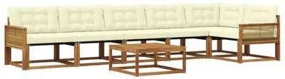 Produktbild von vidaXL Outdoor-Sofagarnitur mit Kissen 7 pcs Natur und Creme