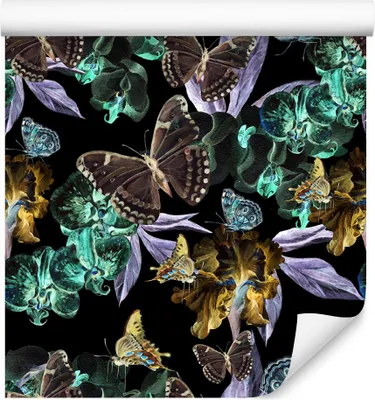 Produktbild von 10m VLIES TAPETE Rolle Blumen Knabenkraut Aquarell Blätter Exotisch XXL