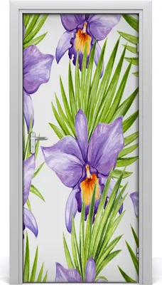 Produktbild von Tulup Türaufkleber 95x205 cm Dekorative Aufkleber Selbstklebend Wasserdichte Tapete Abnehmbar Schlafzimmer Wohnzimmer Wohnkultur - Orchideen und Palmen