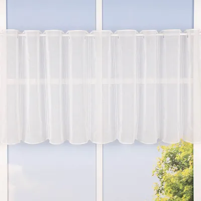 Produktbild von Bistrogardine Meterware Panneaux Scheibengardine nähfrei Leinenstruktur uni wollweiß 45cm Höhe ecru