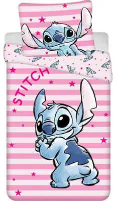 Zdjęcie produktu dla Zestaw pościeli Lilo i Stitch „Pink Stars” 140x200, 70x90 cm