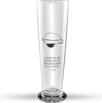 Produktbild von Mr. & Mrs. Panda Bierglas Avocado Yoga - Transparent - Geschenk, Trinkglas, Bierbecher, Haha, Unsportlich, Bauch, Glasbecher, Glasbierglas, Humor, Bier Glas, Hilfe