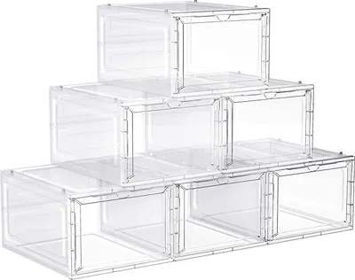 Produktbild von Transparente Schuhboxen Set 6 Stück stapelbar 27x34x19cm