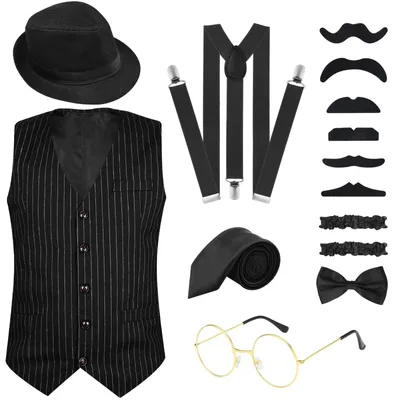 Produktbild von Solidchoice – Herrenkostüm-Set im Stil der 1920er Jahre mit Hut und Accessoires