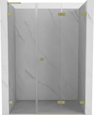 Image de Mexen Lunar-F L porte de douche pliantes droite 140 cm, transparent, or brossé - 836SL-140-050-55-00-P